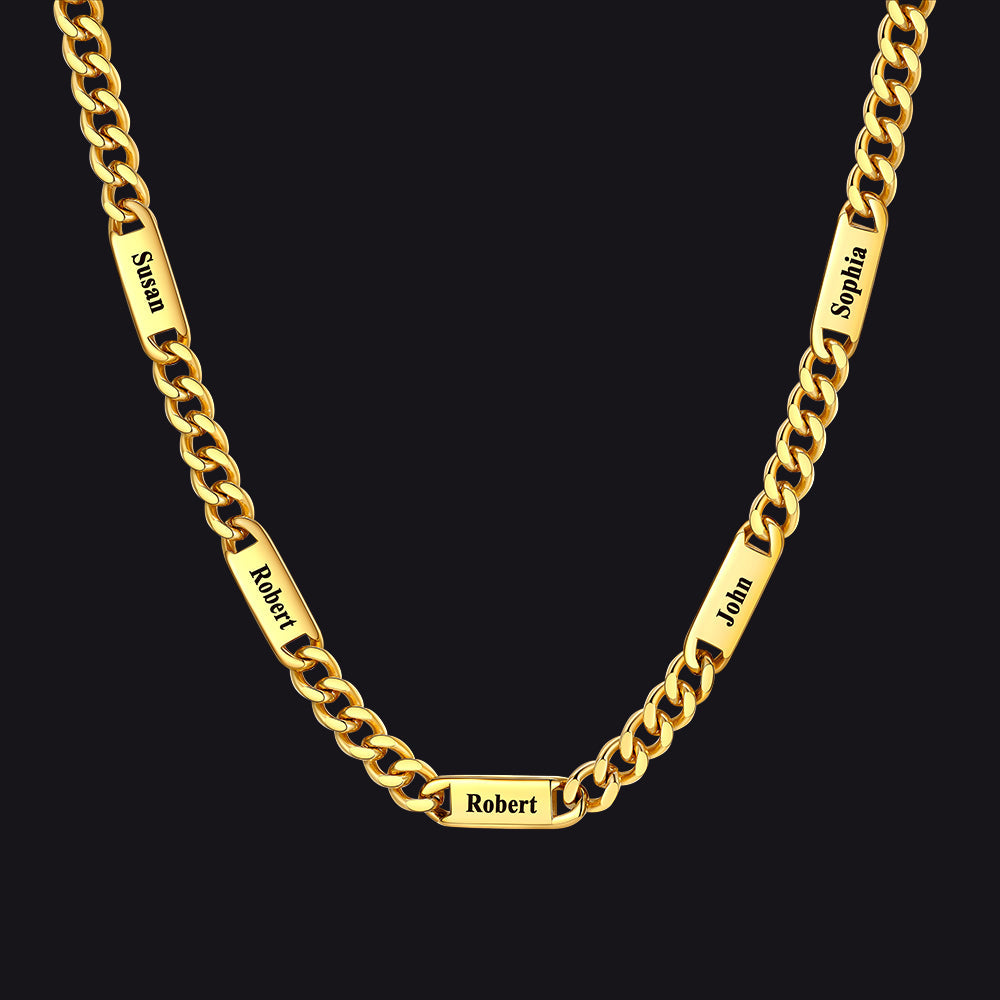 Customized Engraved Cuban Chain Name Link Necklace for