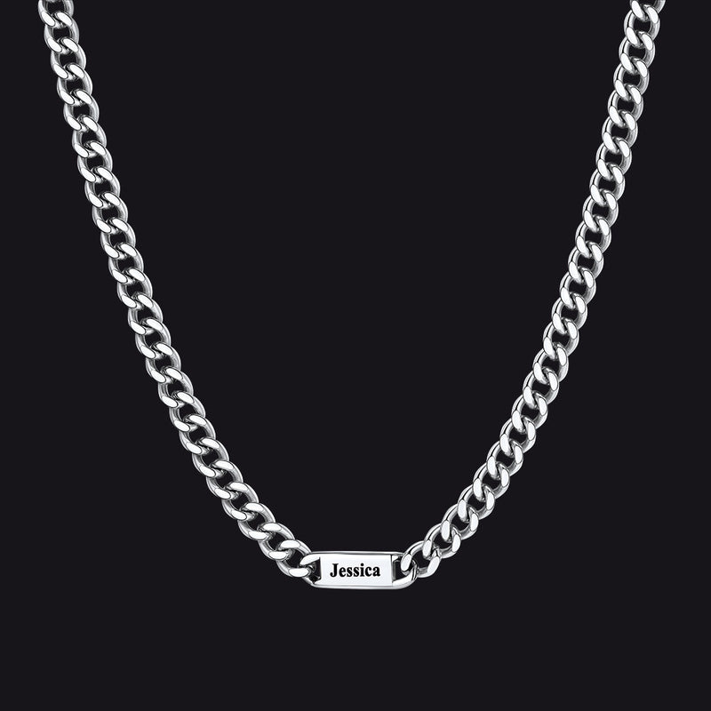Customized Engraved Cuban Chain Name Link Necklace for