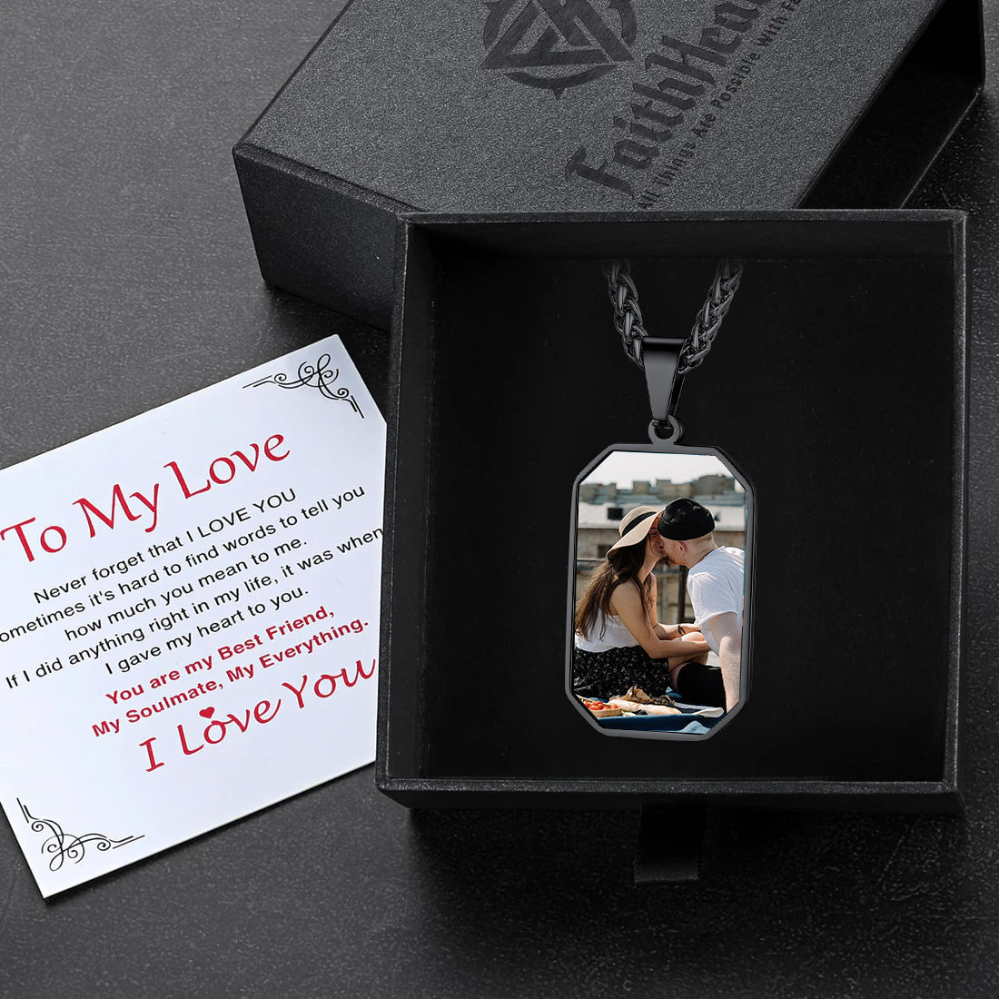 Customized Engraved Photo Dog Tag Necklace for /