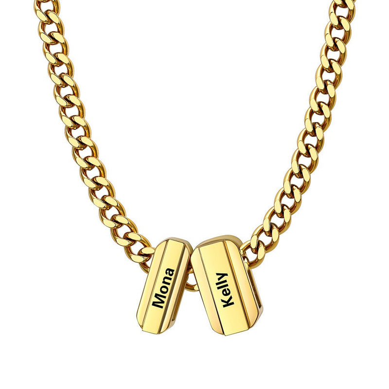 Personalized Engraved Name Chain Charm Necklace for