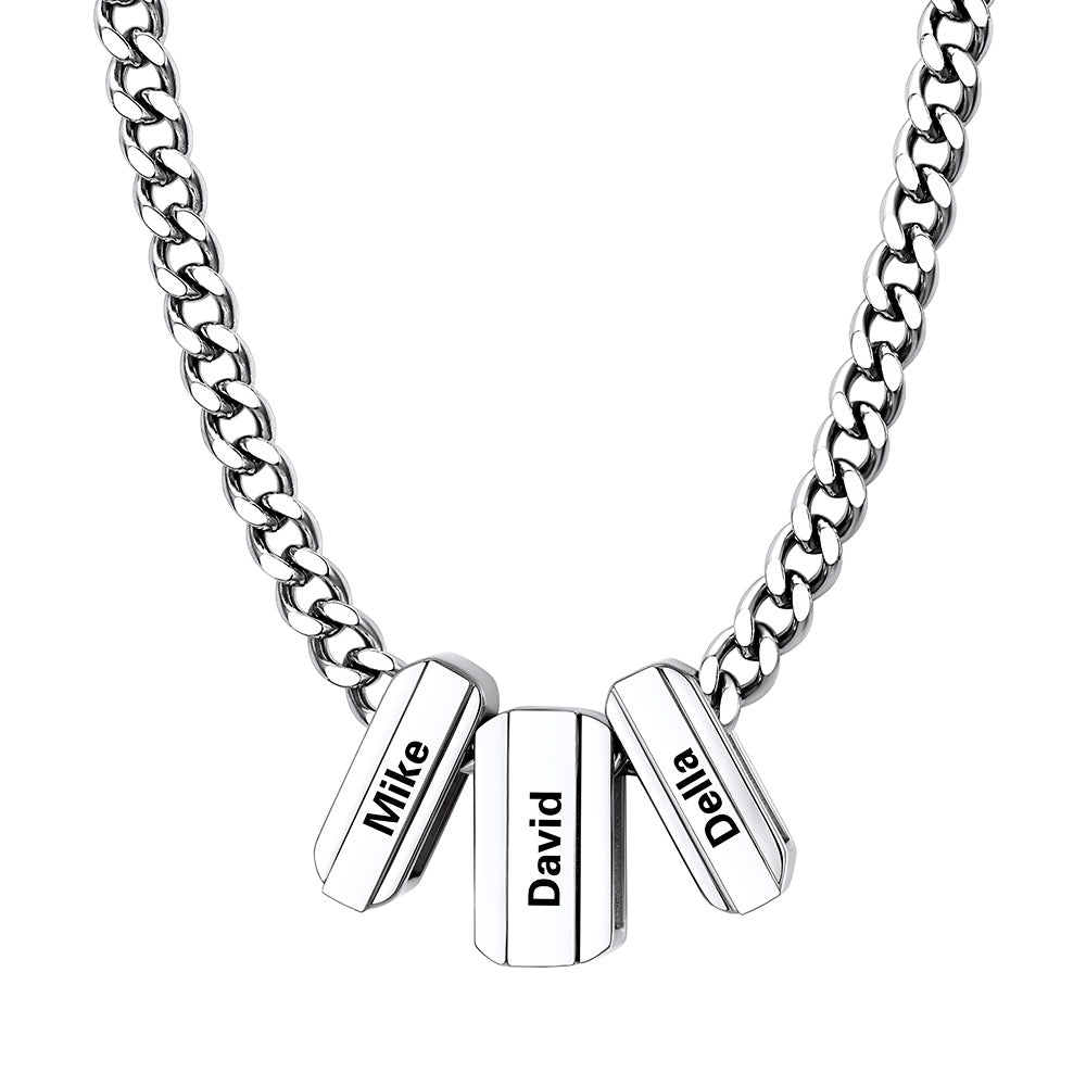 Personalized Engraved Name Chain Charm Necklace for