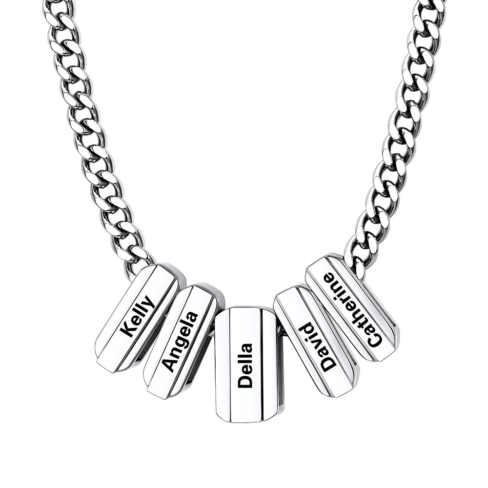 Personalized Engraved Name Chain Charm Necklace for
