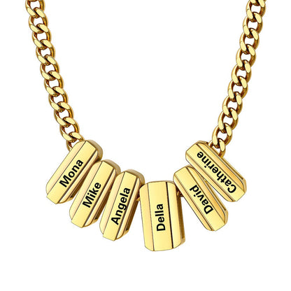 Personalized Engraved Name Chain Charm Necklace for