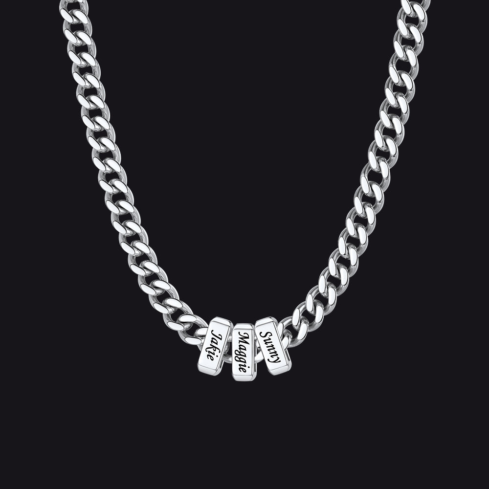 Custom Multi Charm Name Cuban Link Chain Necklace for Father Gift