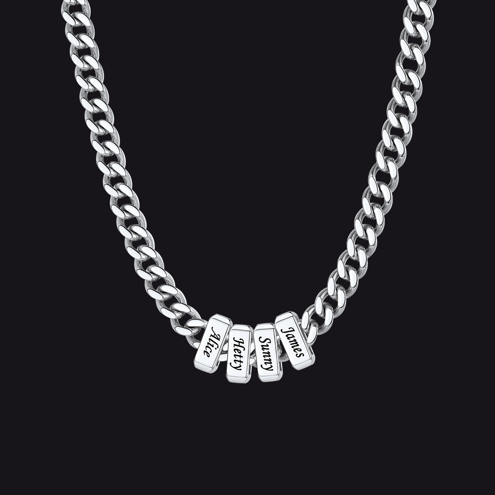 Custom Multi Charm Name Cuban Link Chain Necklace for Father Gift