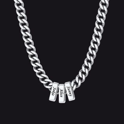 Custom Multi Charm Name Cuban Link Chain Necklace for Father Gift