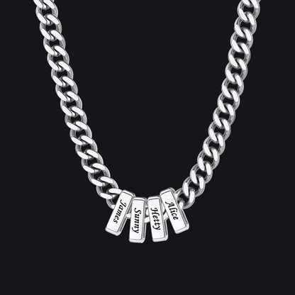Custom Multi Charm Name Cuban Link Chain Necklace for Father Gift