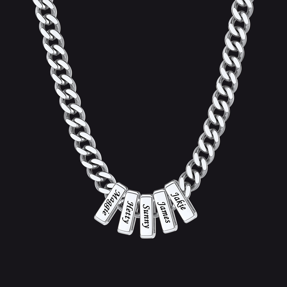 Custom Multi Charm Name Cuban Link Chain Necklace for Father Gift