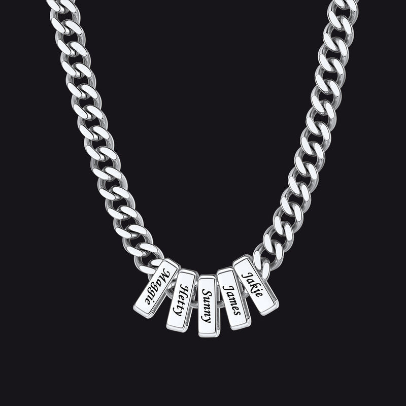 Custom Multi Charm Name Cuban Link Chain Necklace for Father Gift