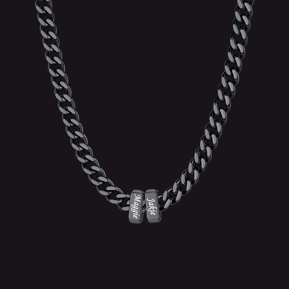 Custom Multi Charm Name Cuban Link Chain Necklace for Father Gift