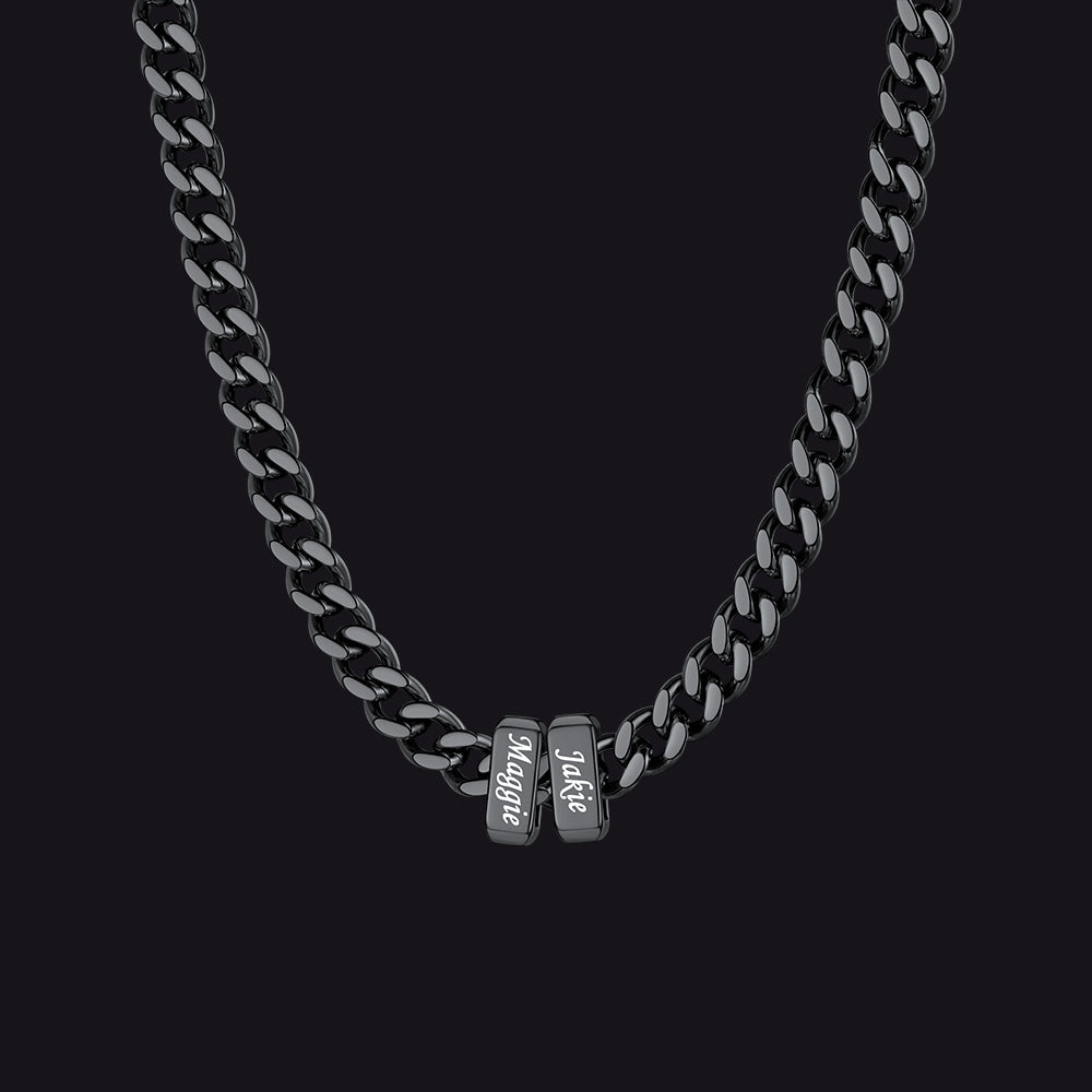 Custom Multi Charm Name Cuban Link Chain Necklace for Father Gift