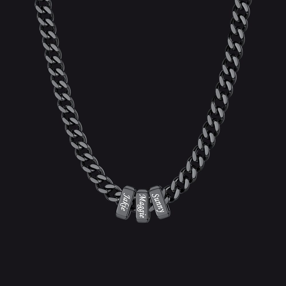 Custom Multi Charm Name Cuban Link Chain Necklace for Father Gift
