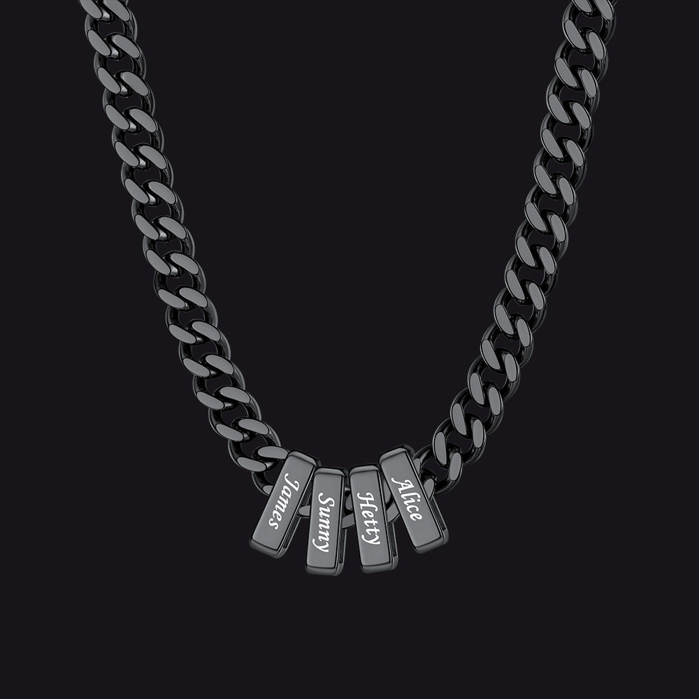 Custom Multi Charm Name Cuban Link Chain Necklace for Father Gift