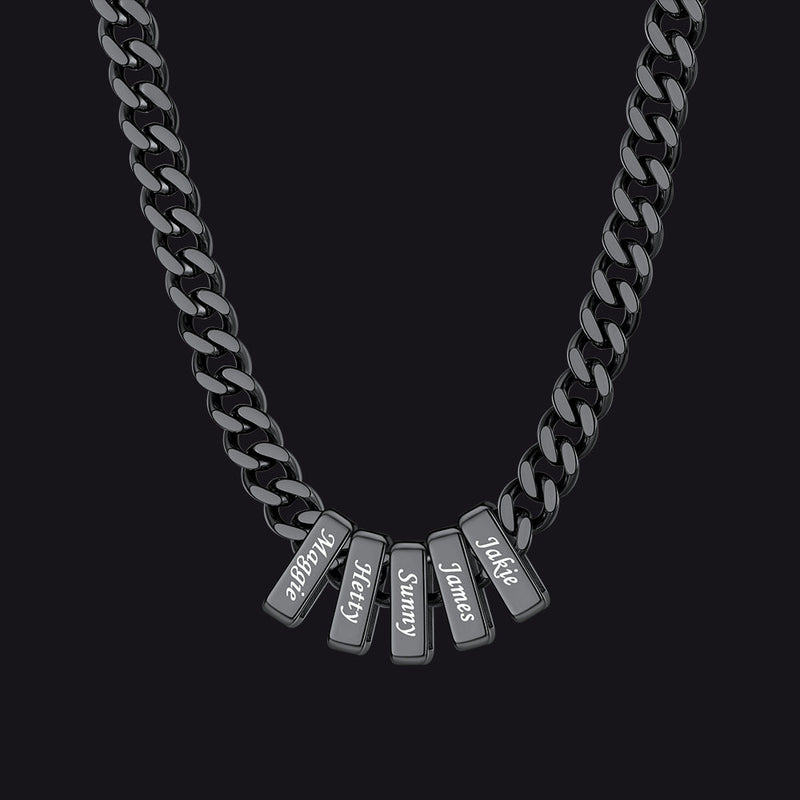 Custom Multi Charm Name Cuban Link Chain Necklace for Father Gift