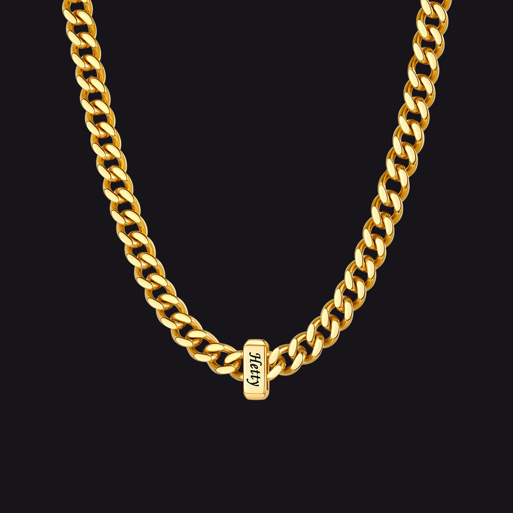 Custom Multi Charm Name Cuban Link Chain Necklace for Father Gift