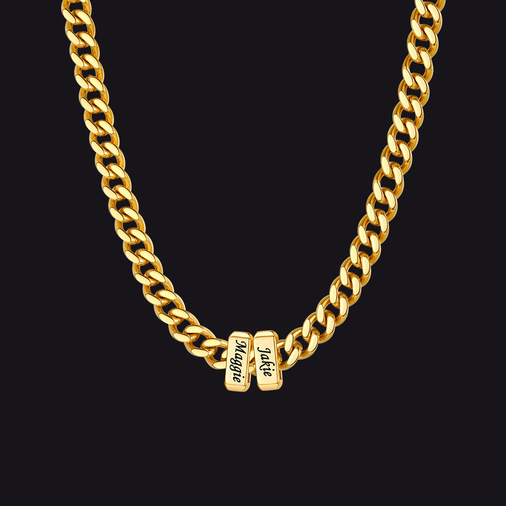 Custom Multi Charm Name Cuban Link Chain Necklace for Father Gift