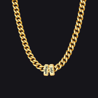 Custom Multi Charm Name Cuban Link Chain Necklace for Father Gift