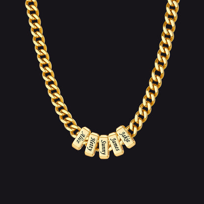 Custom Multi Charm Name Cuban Link Chain Necklace for Father Gift