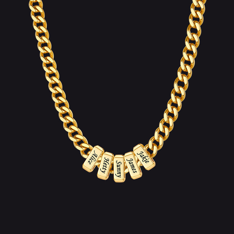 Custom Multi Charm Name Cuban Link Chain Necklace for Father Gift