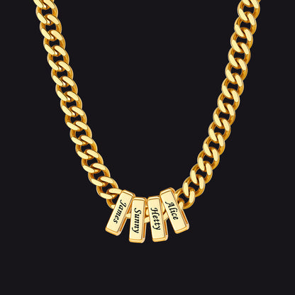 Custom Multi Charm Name Cuban Link Chain Necklace for Father Gift