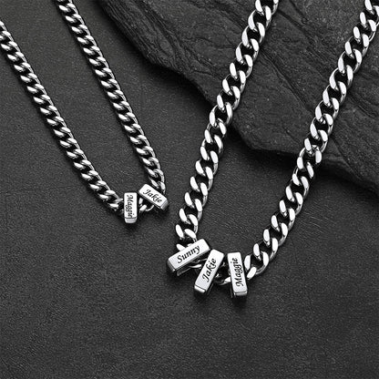 Custom Multi Charm Name Cuban Link Chain Necklace for Father Gift