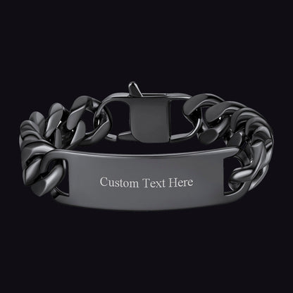 Customized Engraved Id Bar Cuban Chain Link Bracelet for