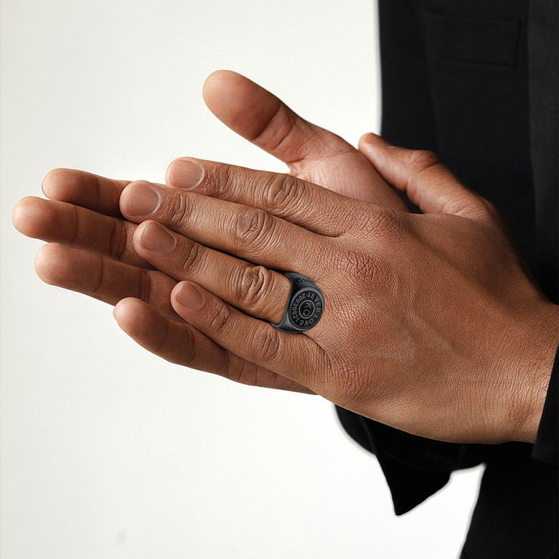 Gothic Engraving Initial Signet Ring for