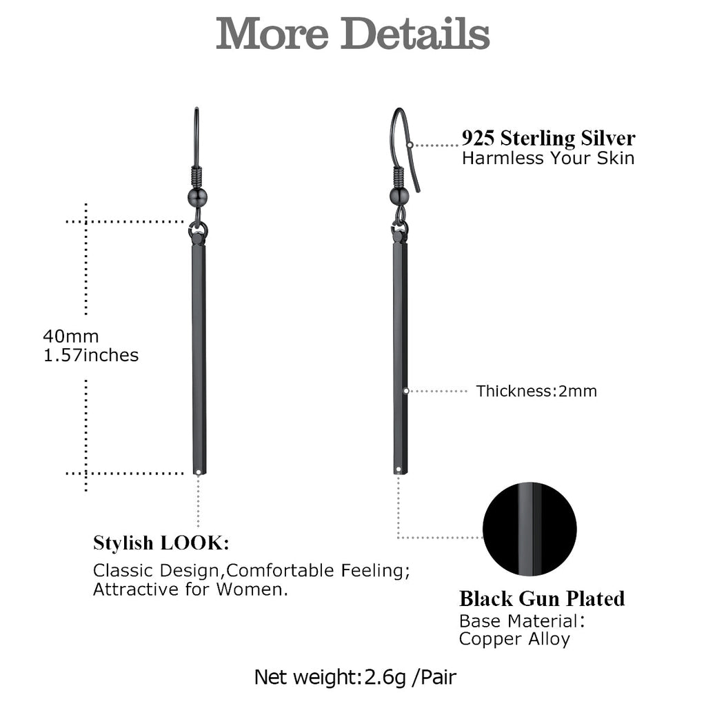 Minimal Long Vertical Bar Dangle Earrings for