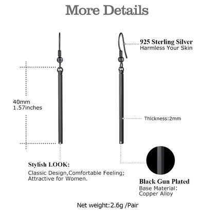 Minimal Long Vertical Bar Dangle Earrings for