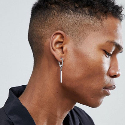 Punk Long Bar Drop Hoop Earrings for