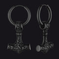 Viking Thor's Hammer Mjolnir Dangle Hoop Earrings Jewelry for