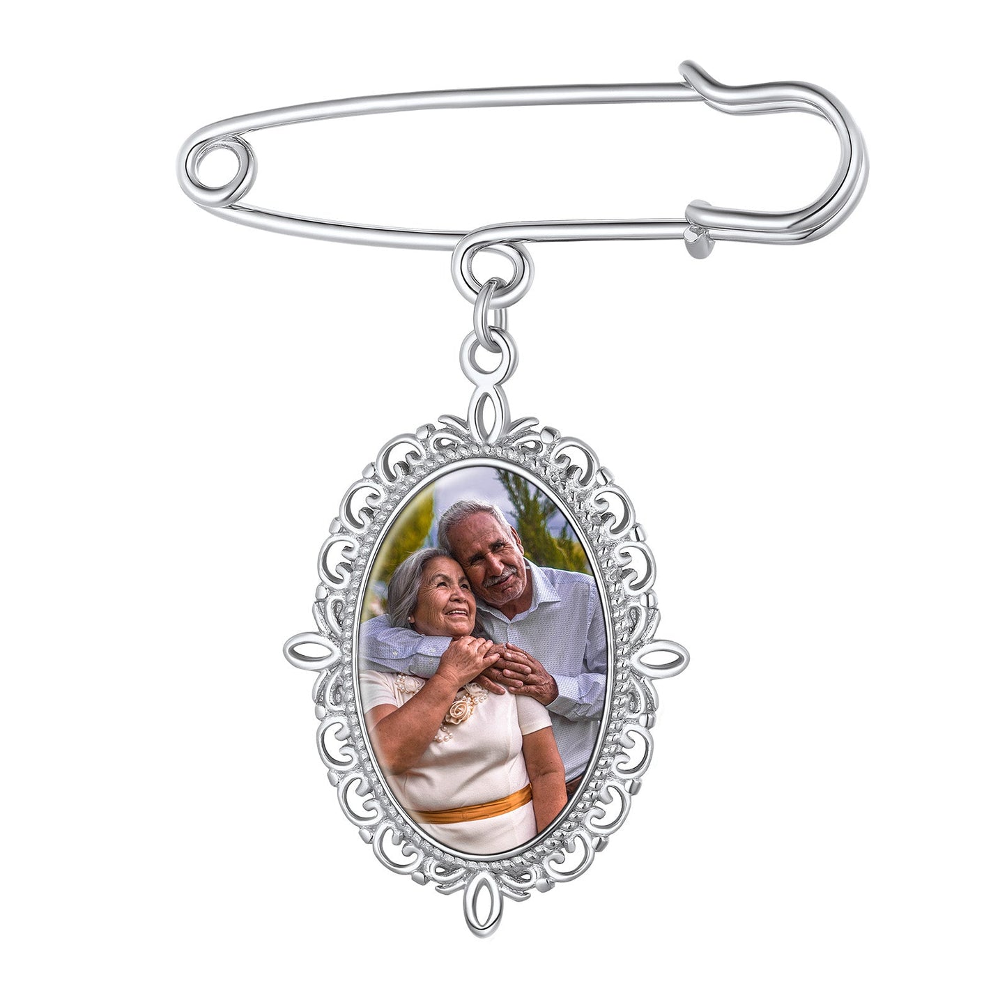 Customized Memorial Photo Charm Boutonniere Pins for Wedding