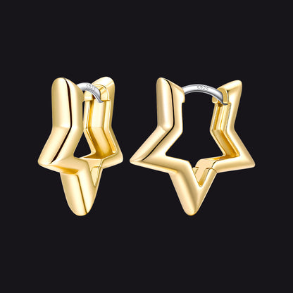 Classic Y2k Hollow Star Hoop Earrings for