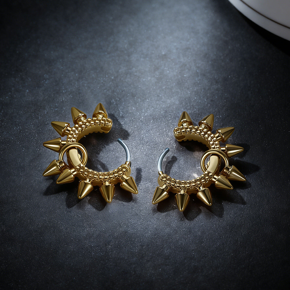 Rivet and Spike Hoop Earrings for