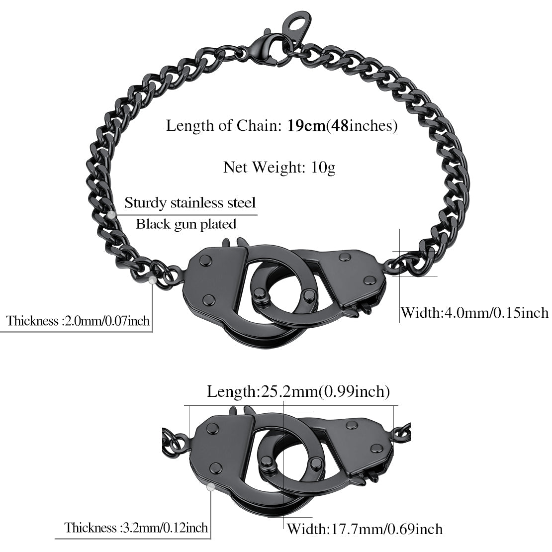 4mm Handcuff Chain Bracelet for Stainless Steel