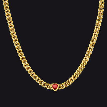 4.5mm Heart Birthstone Gold Chain Choker Necklace for