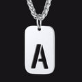 Personalized Hollow Letter Initial Dog Tag Pendant Necklace for