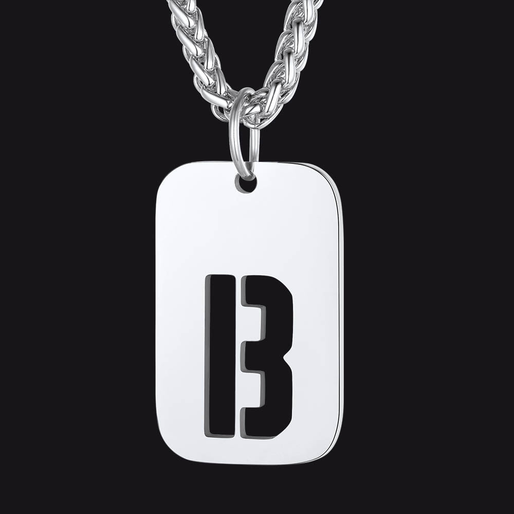 Personalized Hollow Letter Initial Dog Tag Pendant Necklace for
