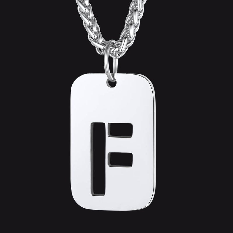 Personalized Hollow Letter Initial Dog Tag Pendant Necklace for