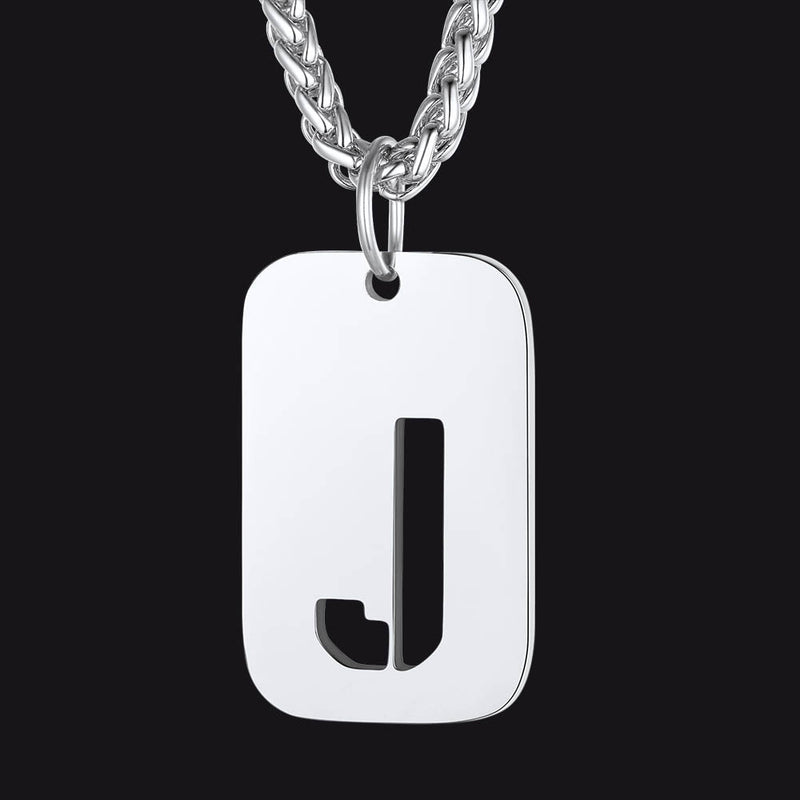 Personalized Hollow Letter Initial Dog Tag Pendant Necklace for