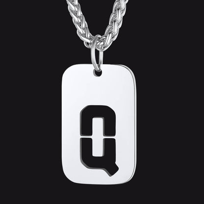 Personalized Hollow Letter Initial Dog Tag Pendant Necklace for
