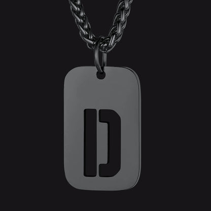 Personalized Hollow Letter Initial Dog Tag Pendant Necklace for