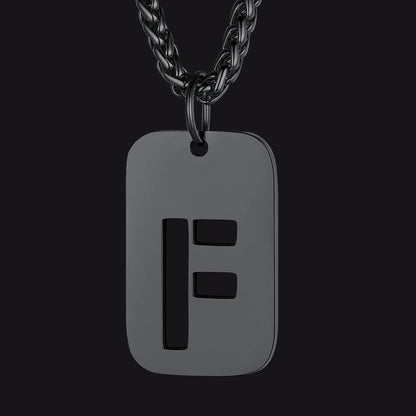 Personalized Hollow Letter Initial Dog Tag Pendant Necklace for