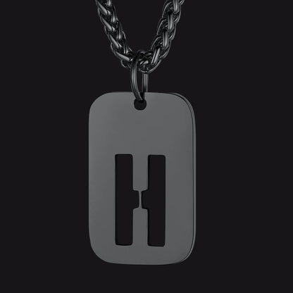 Personalized Hollow Letter Initial Dog Tag Pendant Necklace for