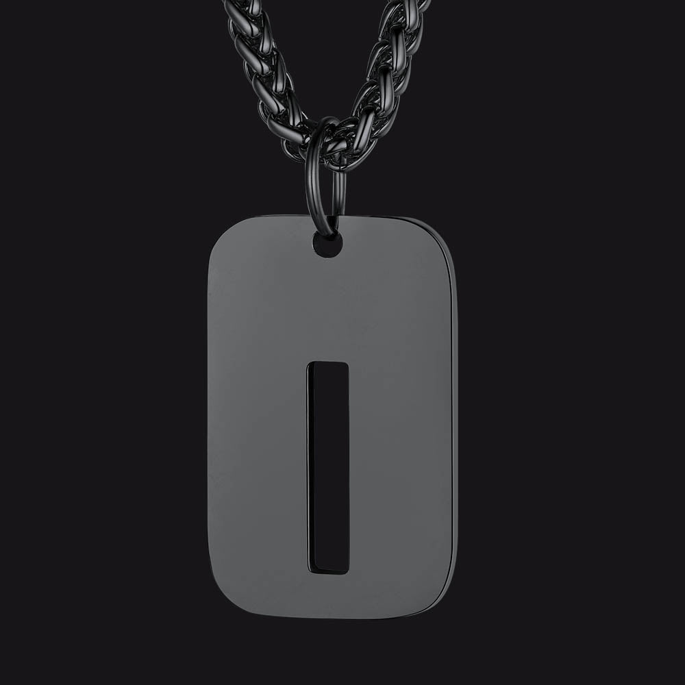 Personalized Hollow Letter Initial Dog Tag Pendant Necklace for