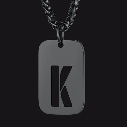 Personalized Hollow Letter Initial Dog Tag Pendant Necklace for