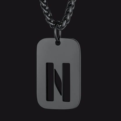 Personalized Hollow Letter Initial Dog Tag Pendant Necklace for
