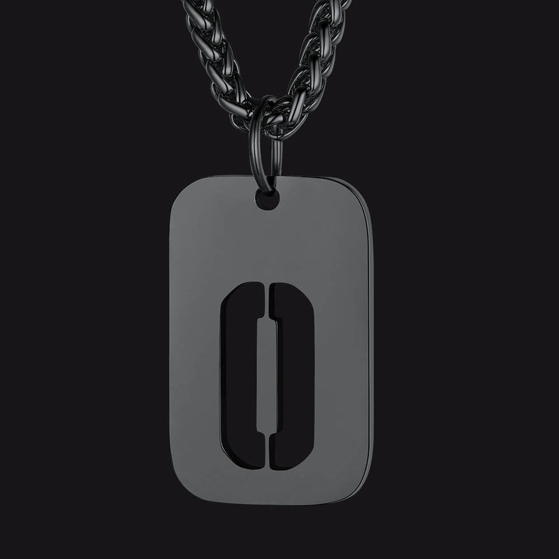 Personalized Hollow Letter Initial Dog Tag Pendant Necklace for