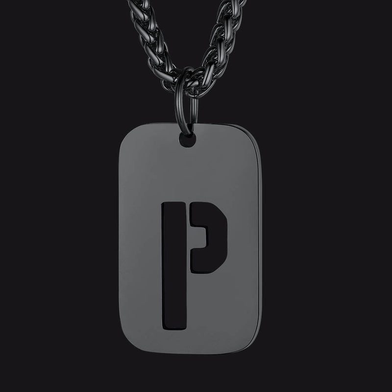 Personalized Hollow Letter Initial Dog Tag Pendant Necklace for