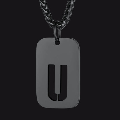 Personalized Hollow Letter Initial Dog Tag Pendant Necklace for